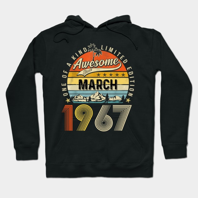 Awesome Since March 1967 Vintage 56th Birthday Hoodie by louismcfarland